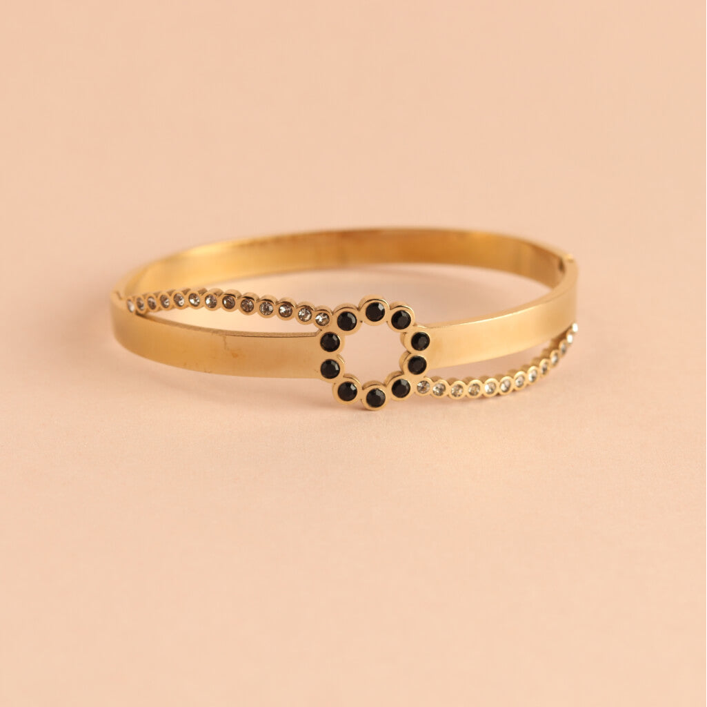 Midnight Bloom Bracelet with Gold Finish