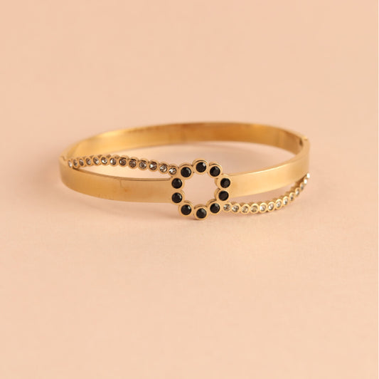 Midnight Bloom Bracelet with Gold Finish