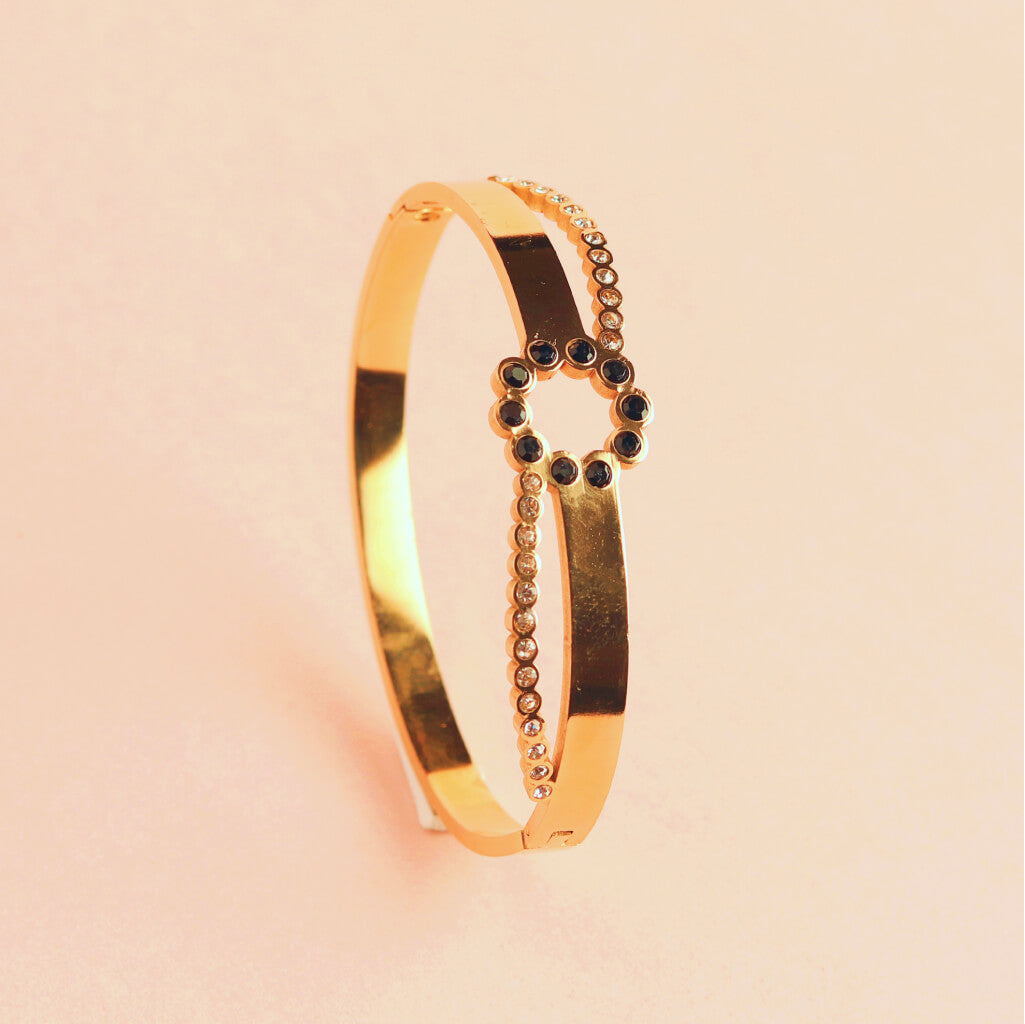 Midnight Bloom Bracelet with Gold Finish