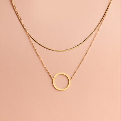 Minimal Circle Layered Necklace