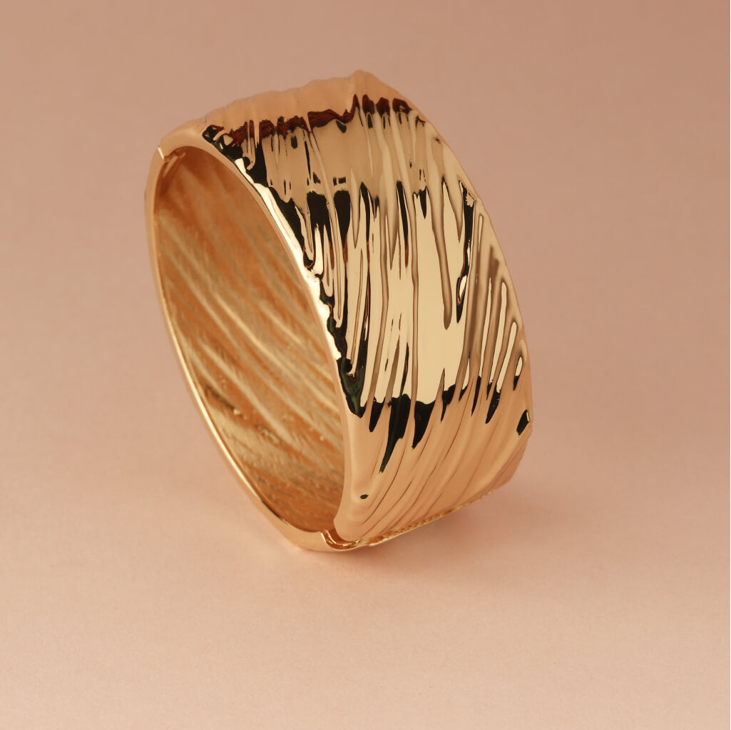 Molten Gleam Textured Gold Cuff Bracelet