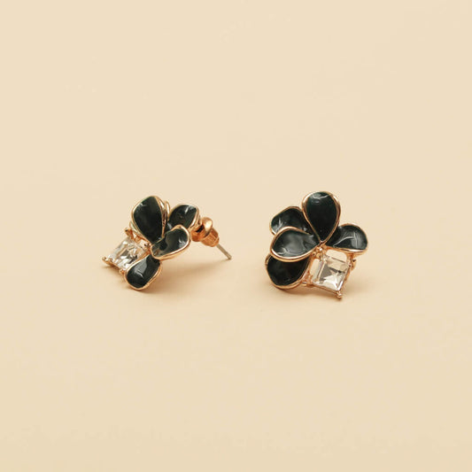 Noir Petal Stud Earrings