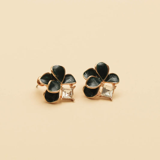 Noir Petal Stud Earrings