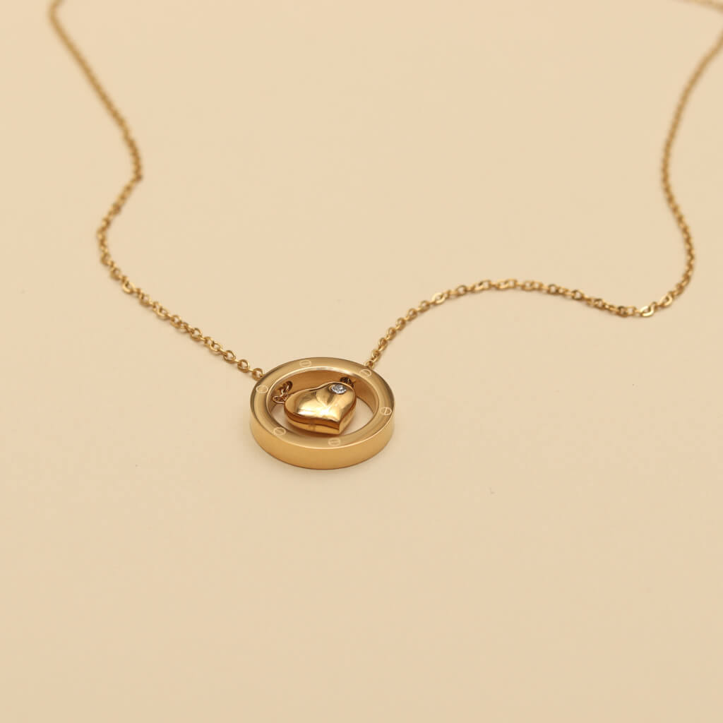 Ocean Heart Love Lock Pendant Necklace