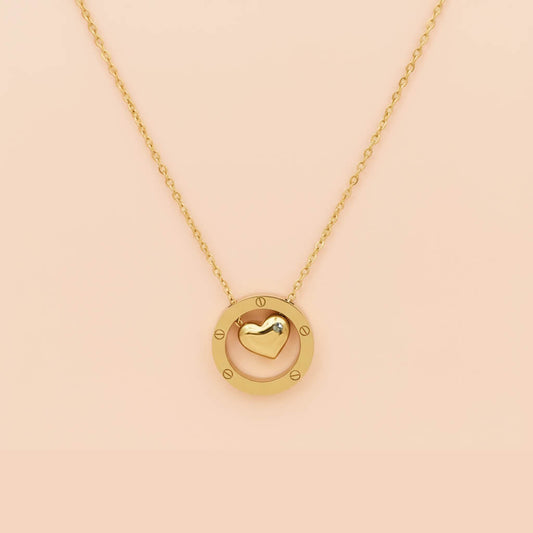 Ocean Heart Love Lock Pendant Necklace