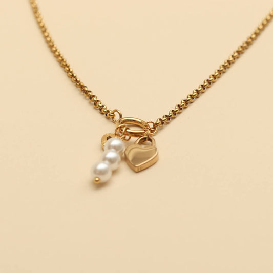 Ocean Pearl Heart Locket Necklace