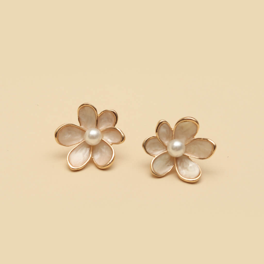 Pearl Blossom Stud Earrings