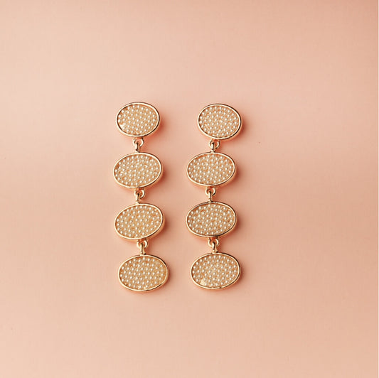 Pearl Cascade Oval Drop Earrings