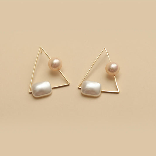 Pearl Geometry Drop Earrings