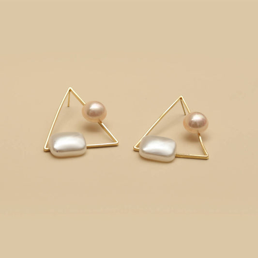 Pearl Geometry Drop Earrings