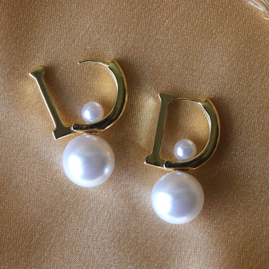 Pearl Orbit Hoops Earrings