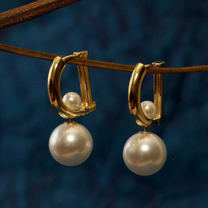Pearl Orbit Hoops Earrings