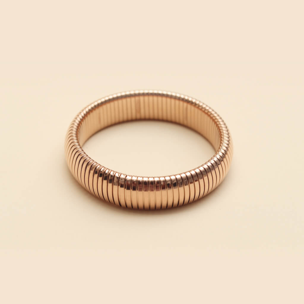 Ribbed Rose Gold Coil Bracelet