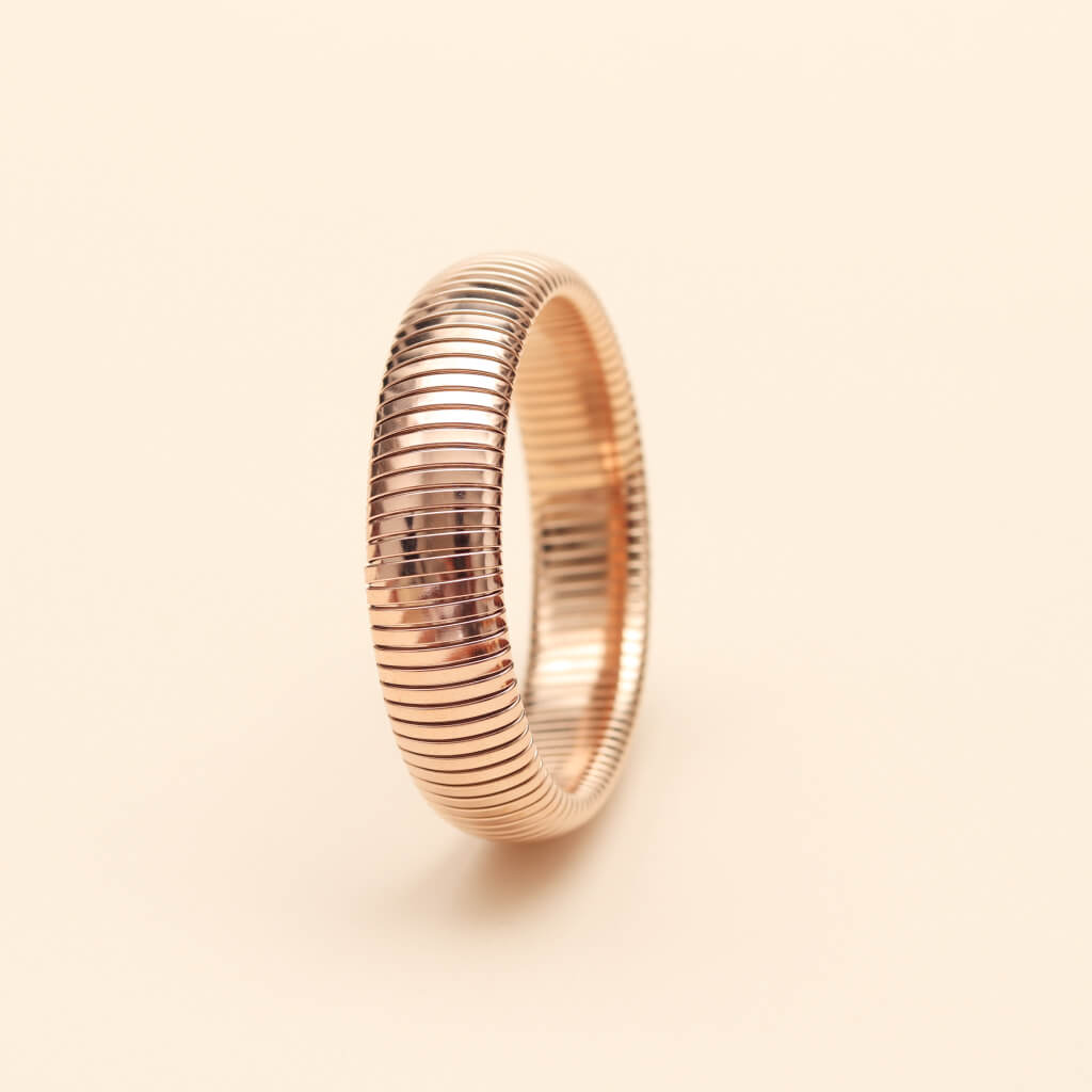 Ribbed Rose Gold Coil Bracelet