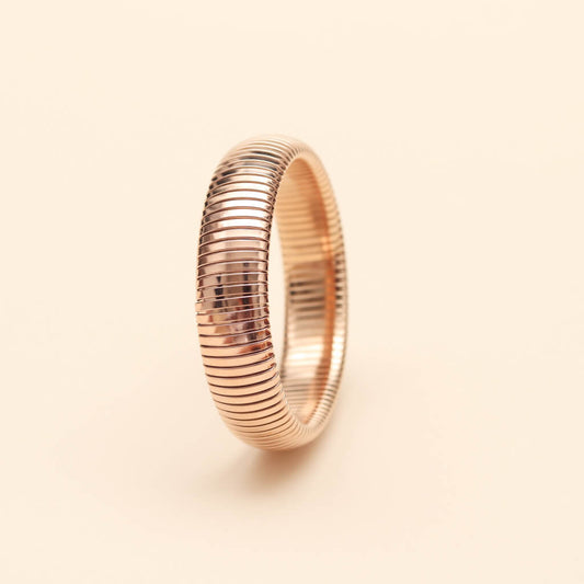 Ribbed Rose Gold Coil Bracelet