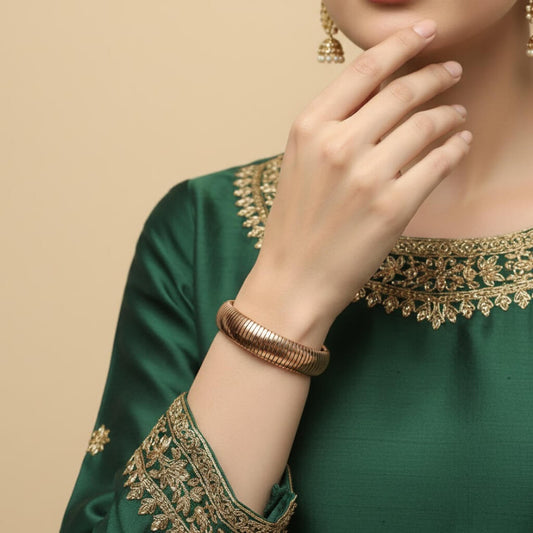 Ribbed Rose Gold Coil Bracelet