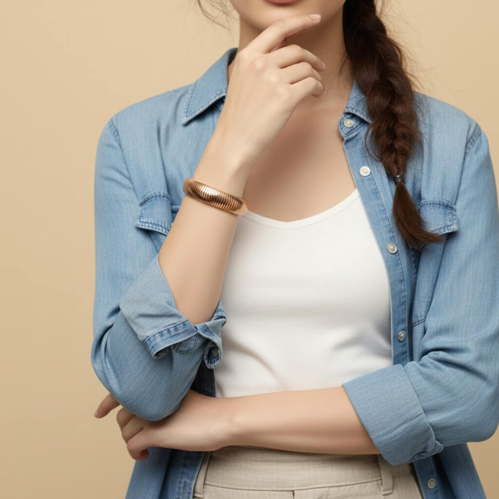 Ribbed Rose Gold Coil Bracelet