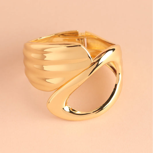 Sculptural Gold-Tone Statement Cuff Bracelet