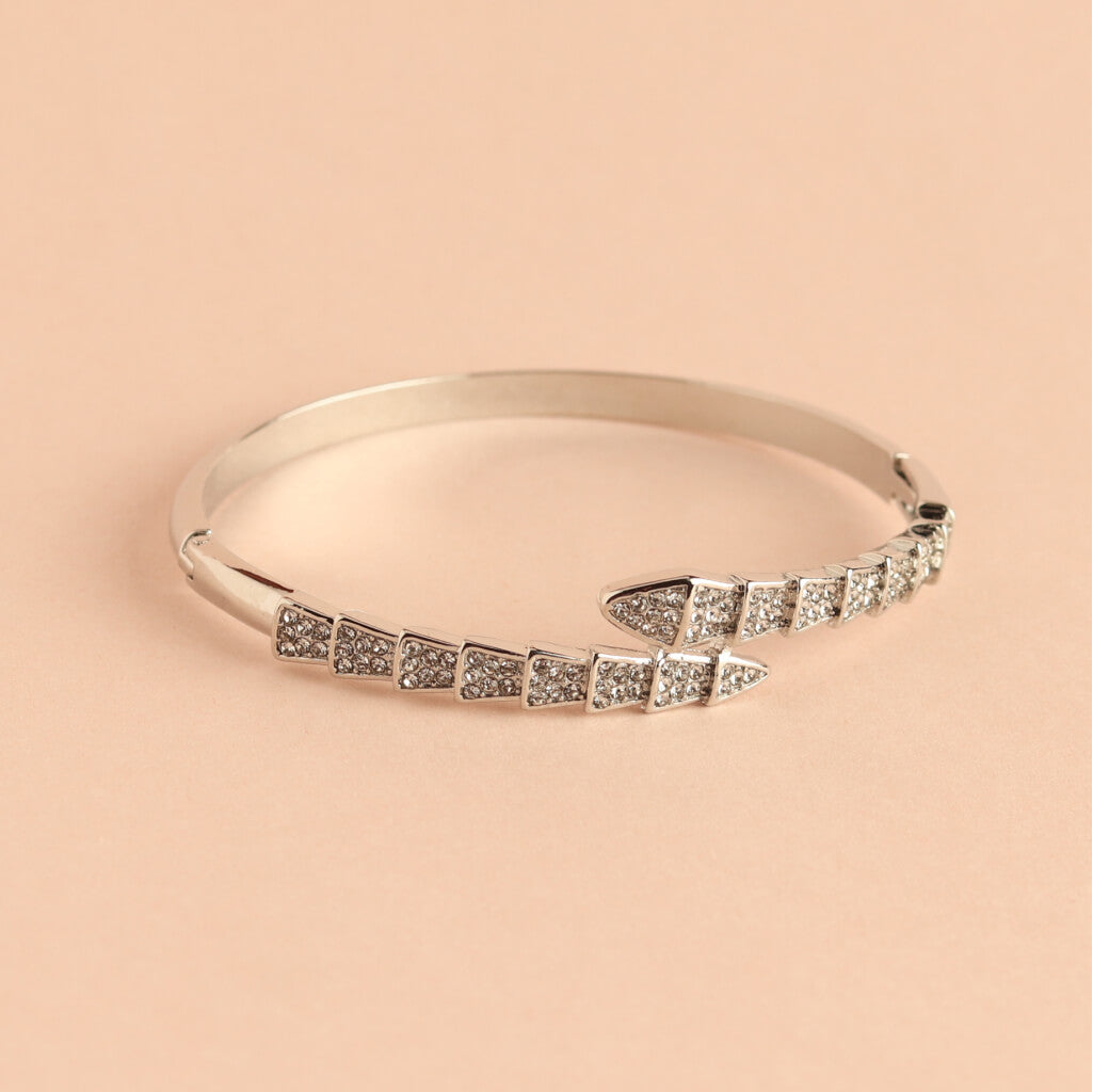 Silver Arrow Bracelet with Pave Crystals