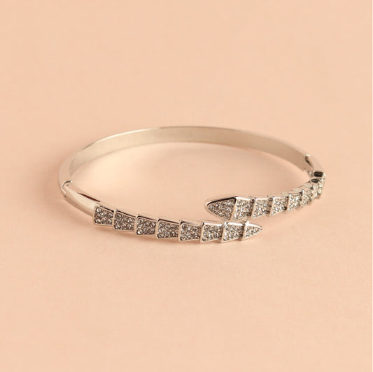 Silver Arrow Bracelet with Pave Crystals