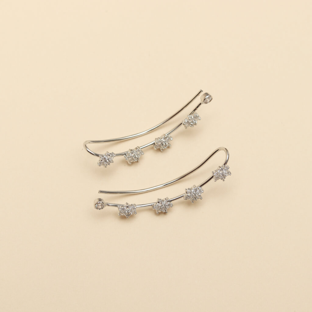 Silver Starline Ear Cuff Earrings