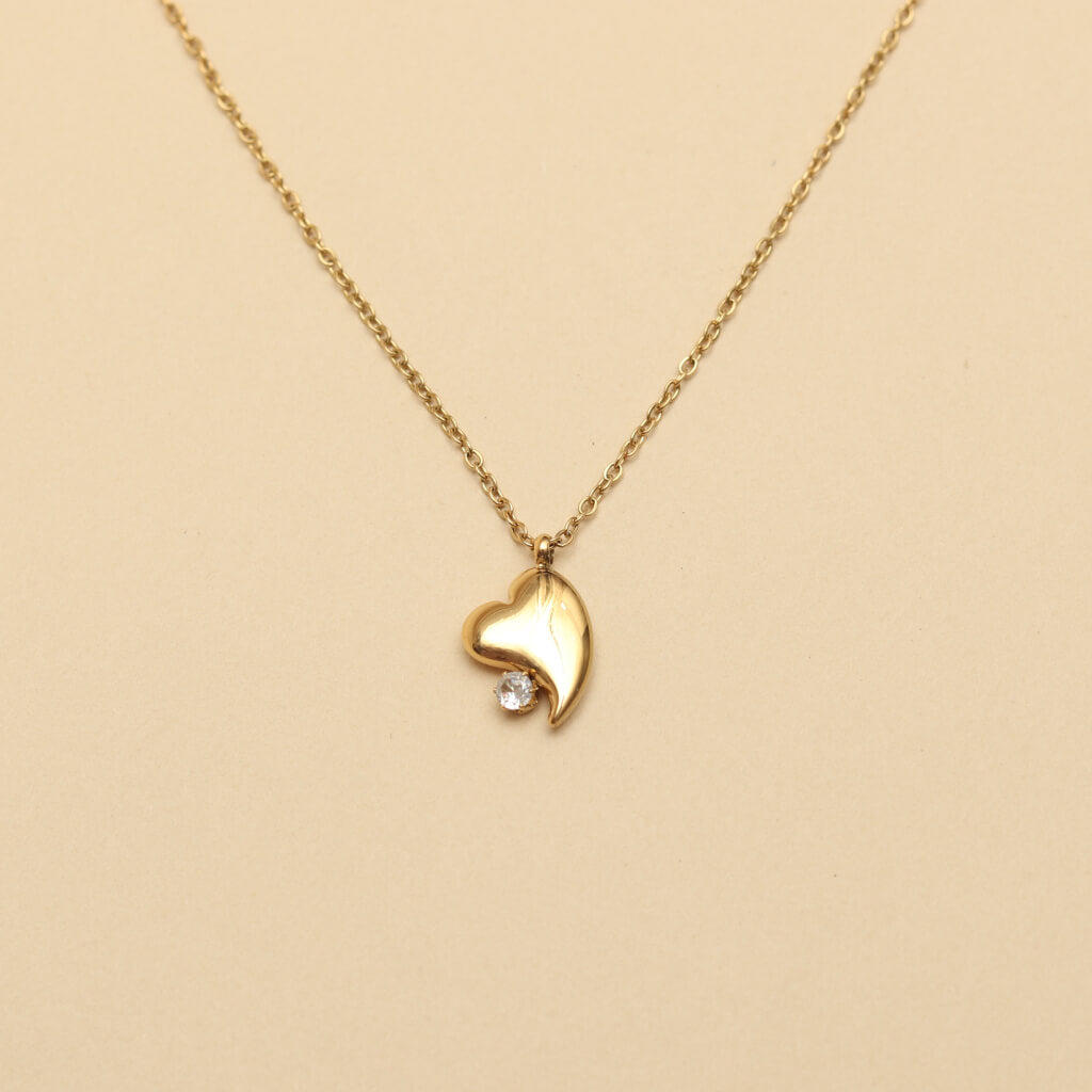 Starlit Gold Crystal Heart Necklace
