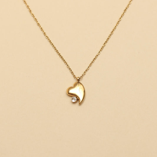 Starlit Gold Crystal Heart Necklace