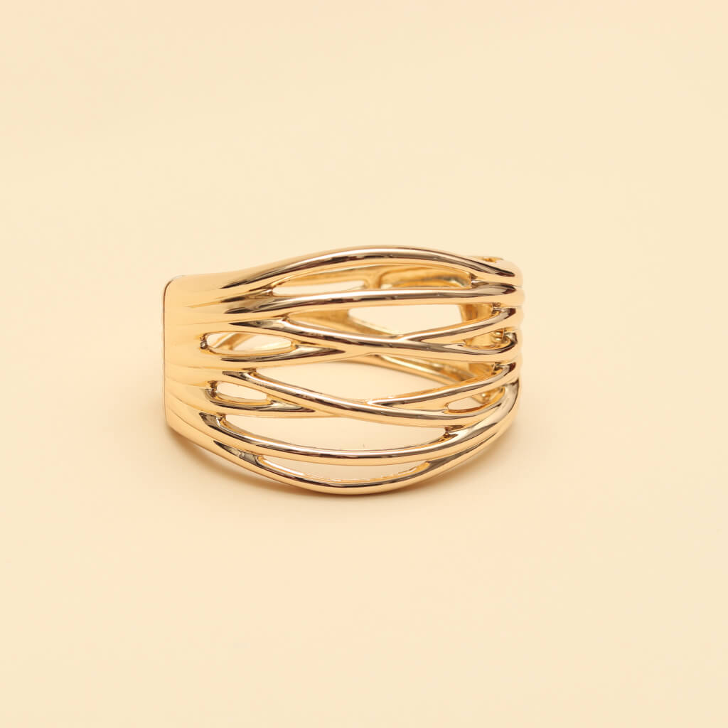 Stylish Gold Plated Wave Cuff Bracelet