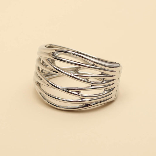 Stylish Silver Plated Wave Cuff Bracelet