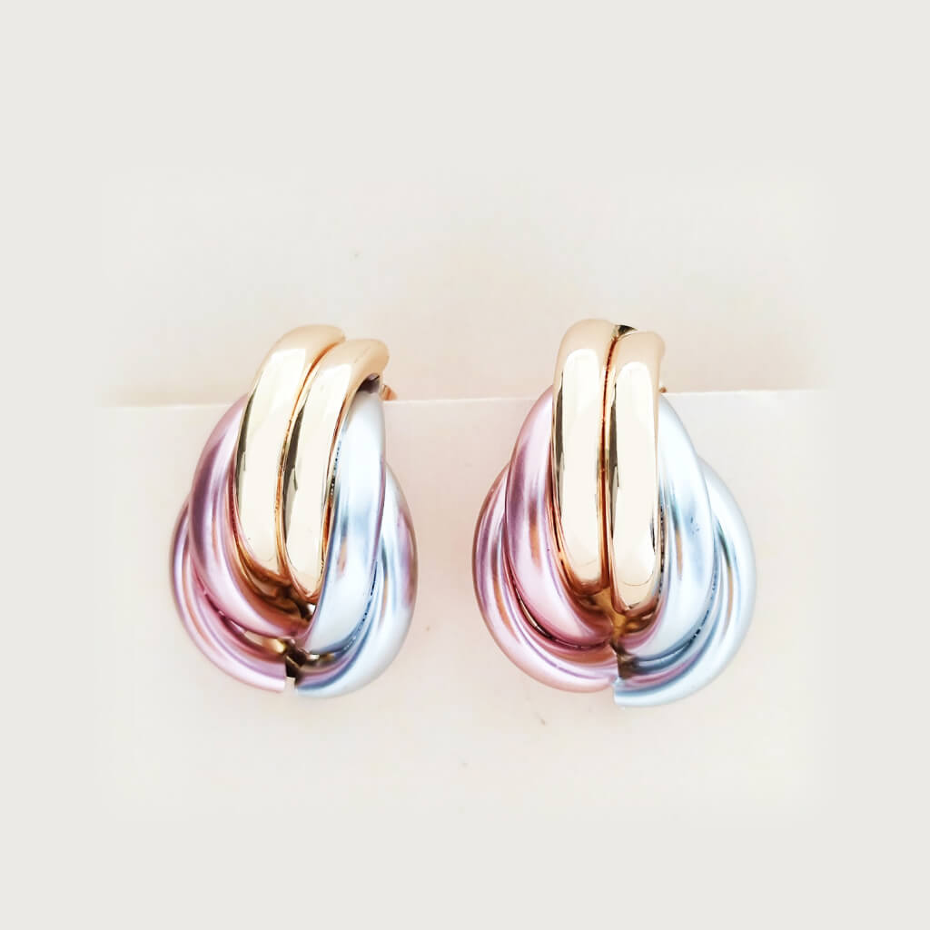 Tricolor Twist Hoops Earrings