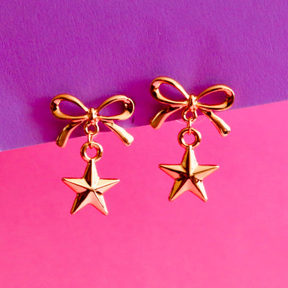 Twinkle Bow star Dangle Earrings