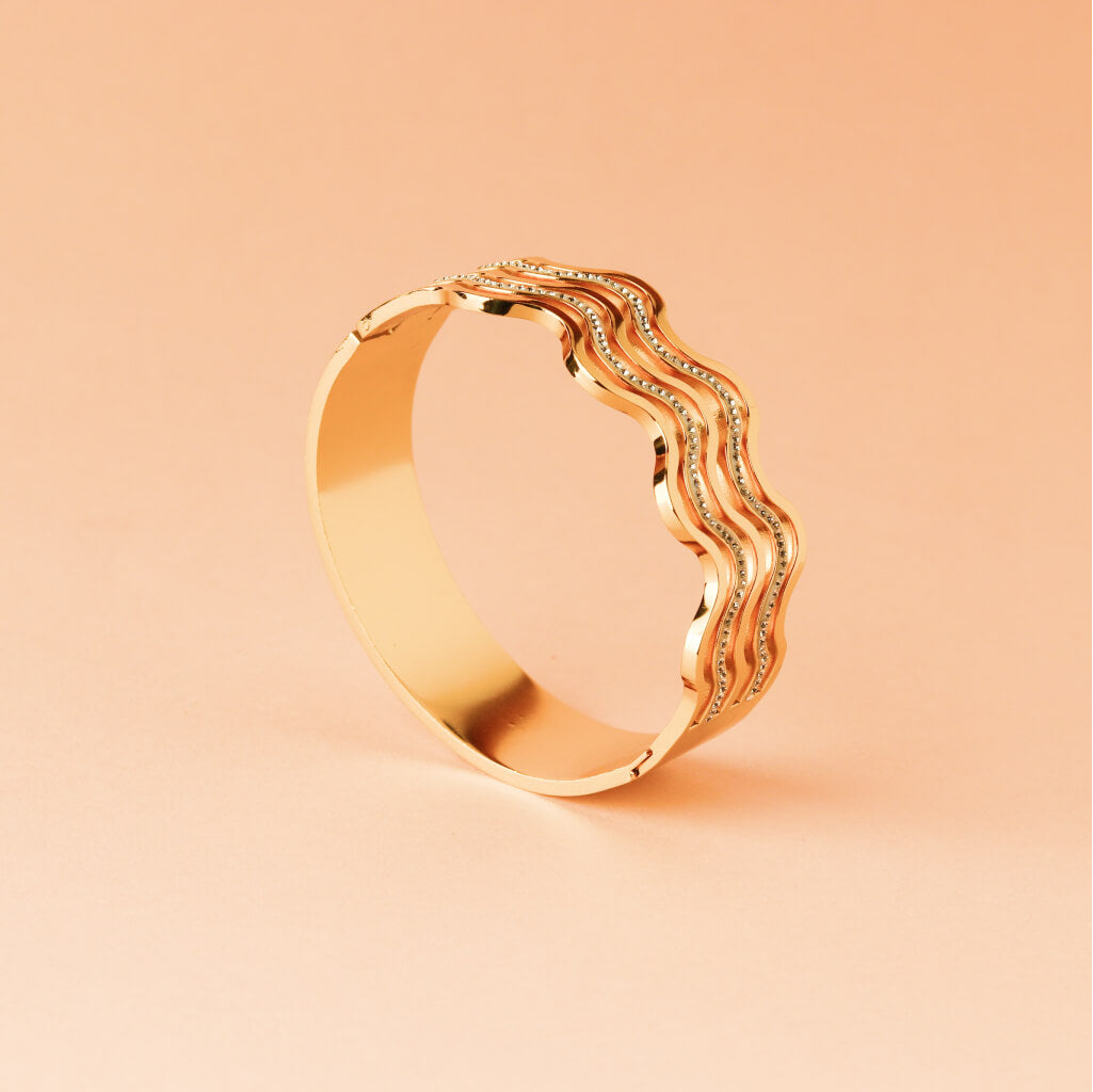 Wave Gleam Layered Gold Plated Bracelet